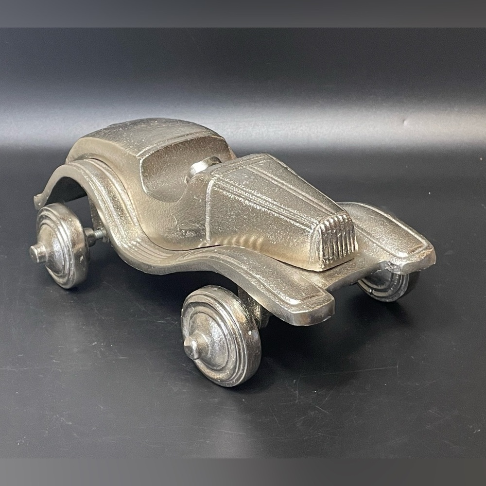 Hand Crafted Large Sculpture Ornament Racing Car Polished Aluminium Gold Finish